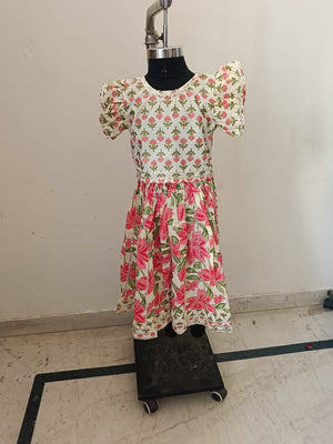 Carrot Orange Rose Lehenga With Puffed Sleeved Blouse and Dupatta