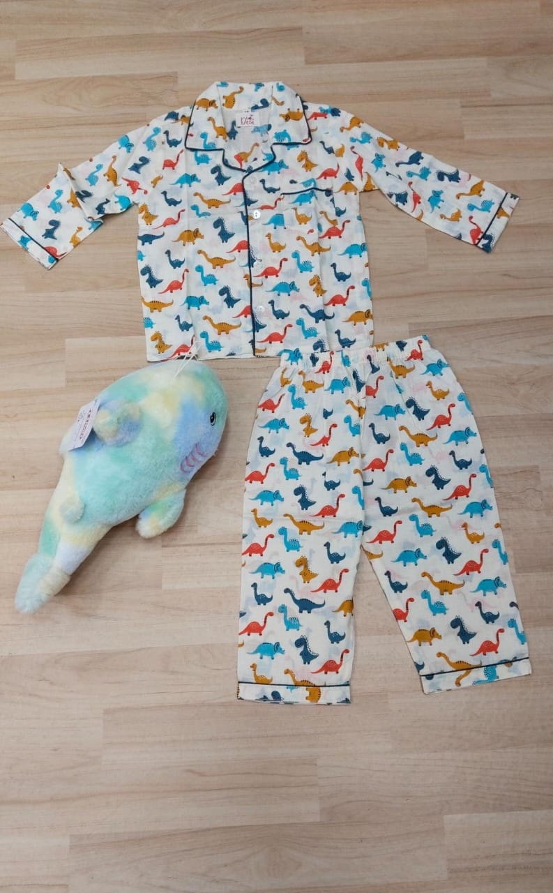 Orange Blue Yellow Dino Night Dress