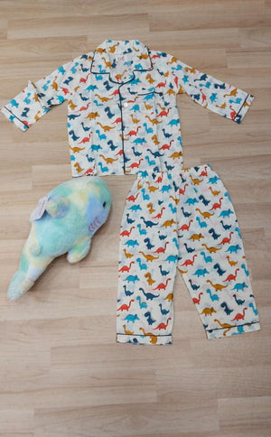 Orange Blue Yellow Dino Night Dress