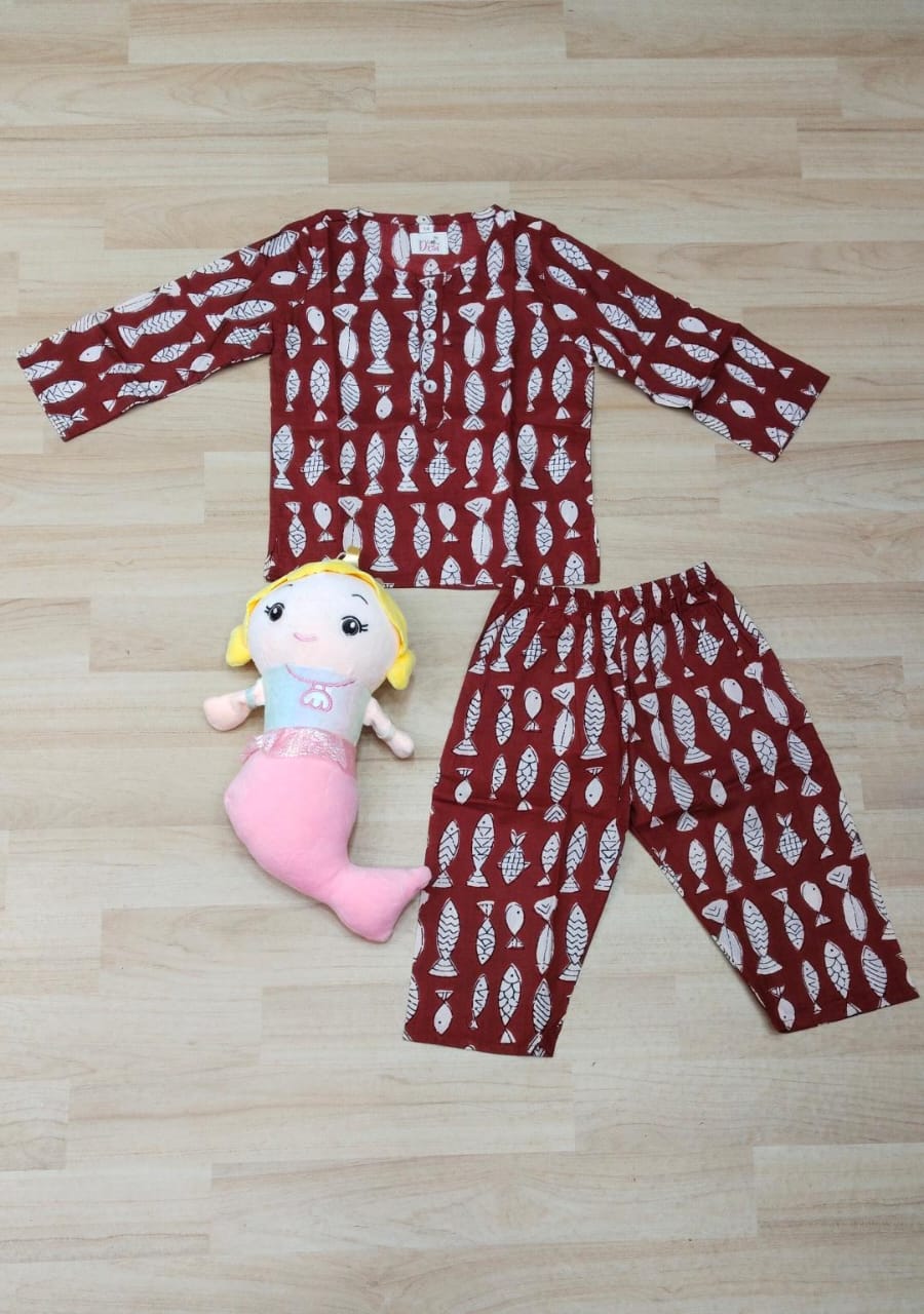 Brown Fish Unisex Coord Set