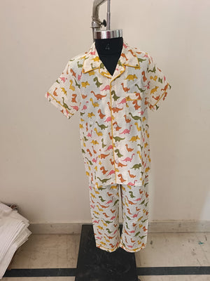 Red Green Blue Dino Night Dress