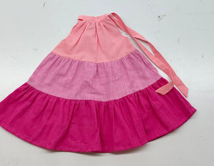 Pink Ombre Natural Texture Cotton Halter Neck Frock