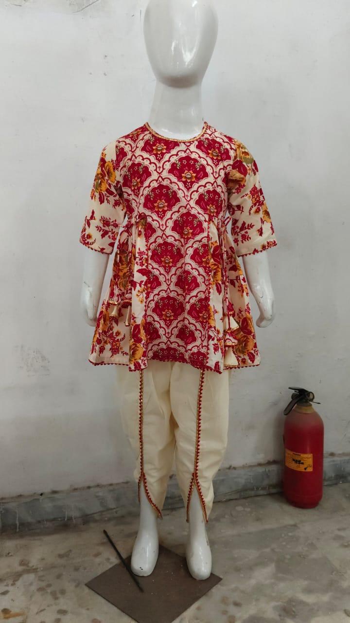 Red Boota T-Top Dhoti Kurta
