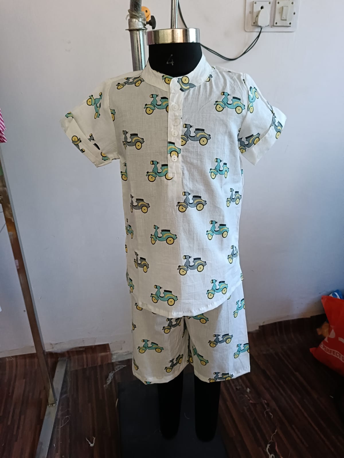 White Scooter Shorts Unisex Coord Set