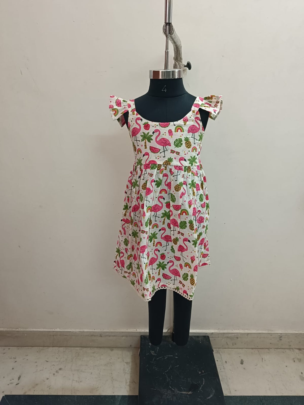 Flamingo Smocked Back Sleeveless Frock