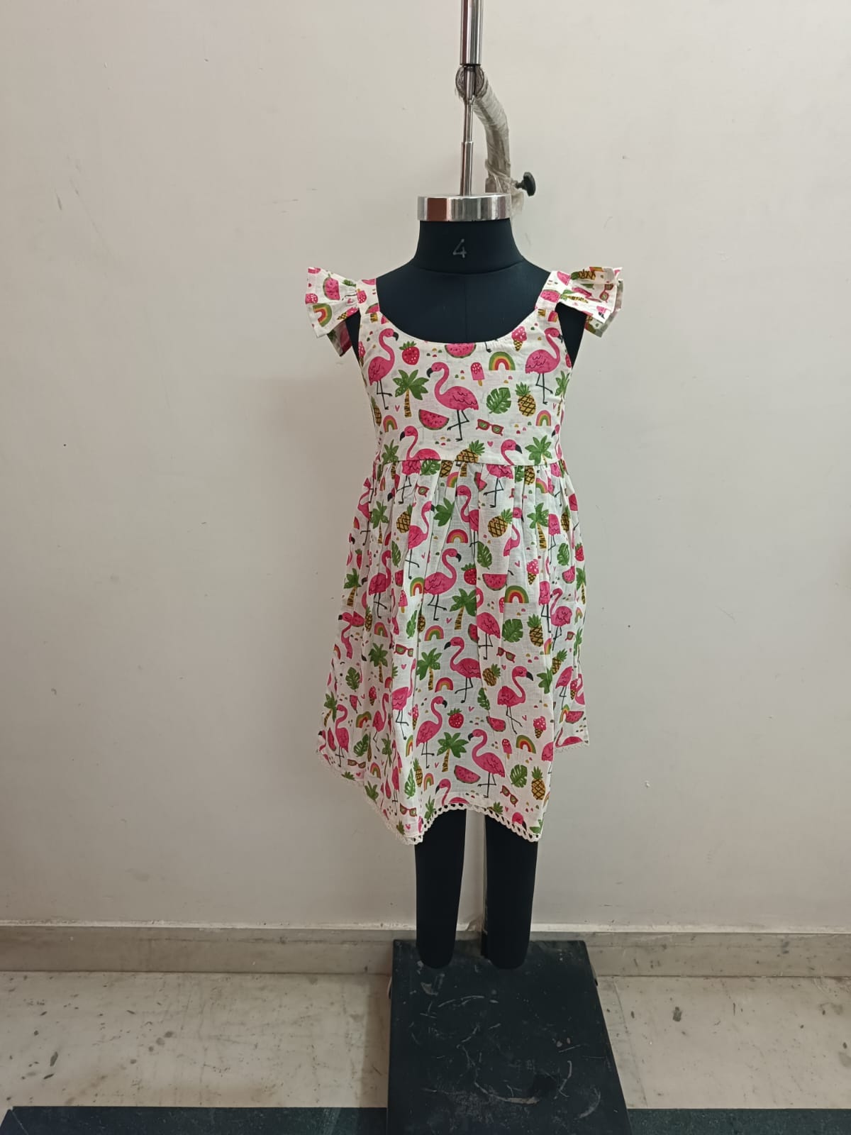Flamingo Smocked Back Sleeveless Frock