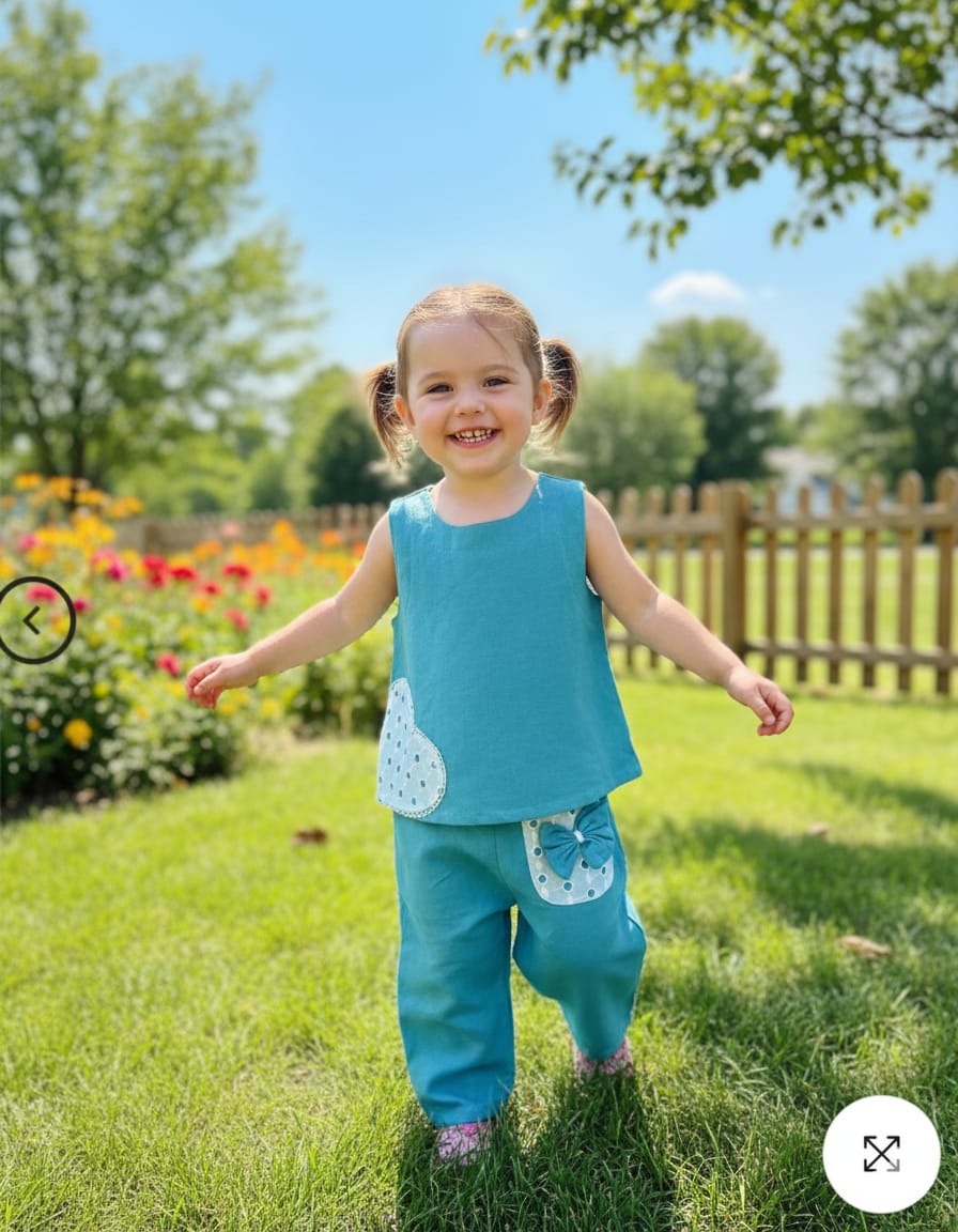 Teal Heart Linen Blend Cotton Coord Set