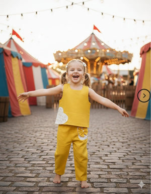 Mustard Heart Linen Blend Cotton Coord Set