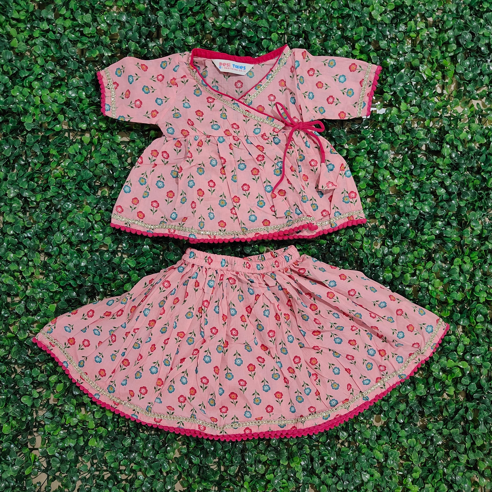 Pink Infant Angrakha Lehenga Set