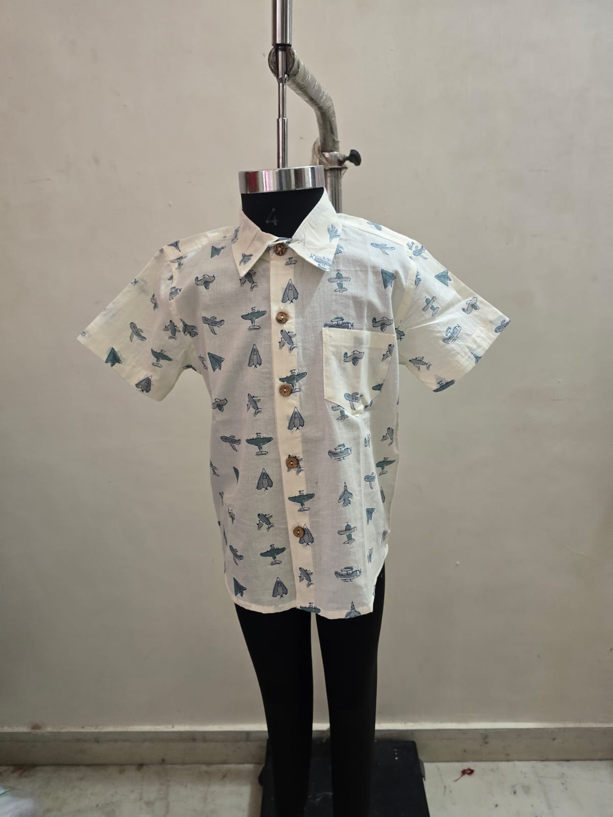 Offwhite Grey Aeroplane Kids' Shirt
