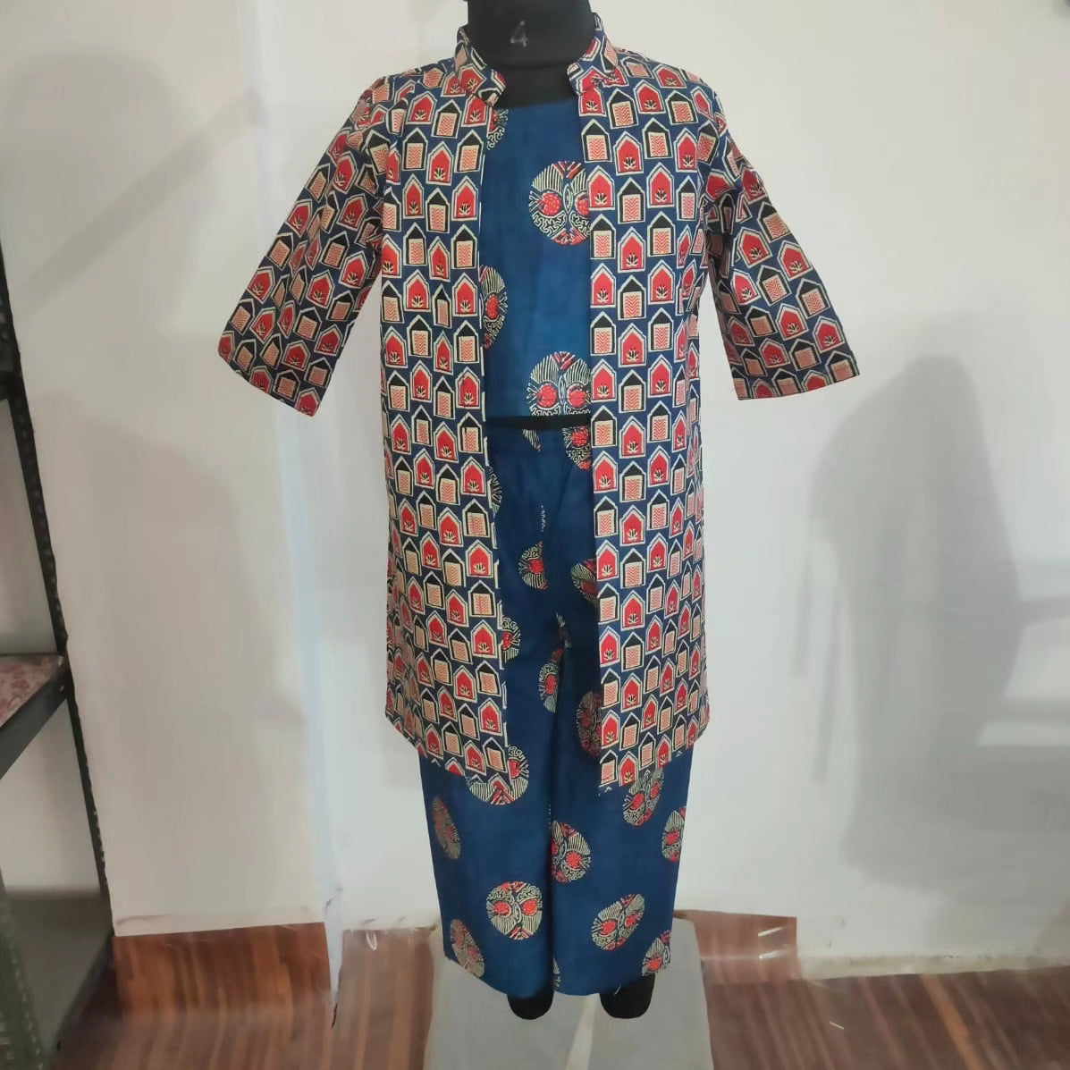 Blue Jharoka Shrug Coord Set