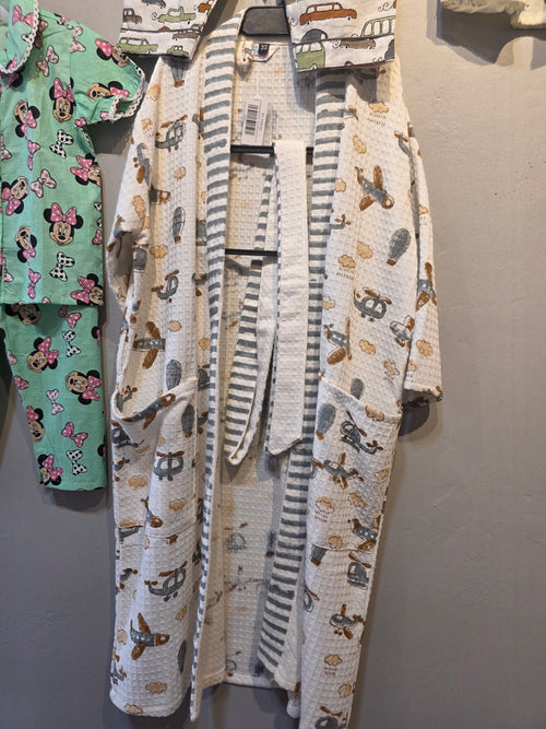 Aeroplane Bath Robe - Hand Block Printed