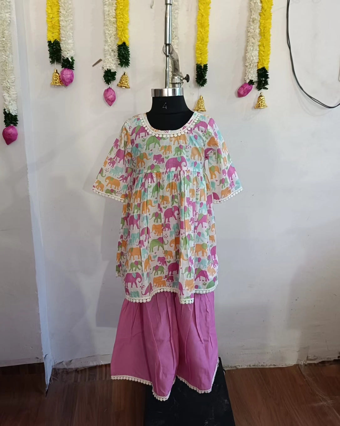 Pink Elephant With Pink Sharara Set