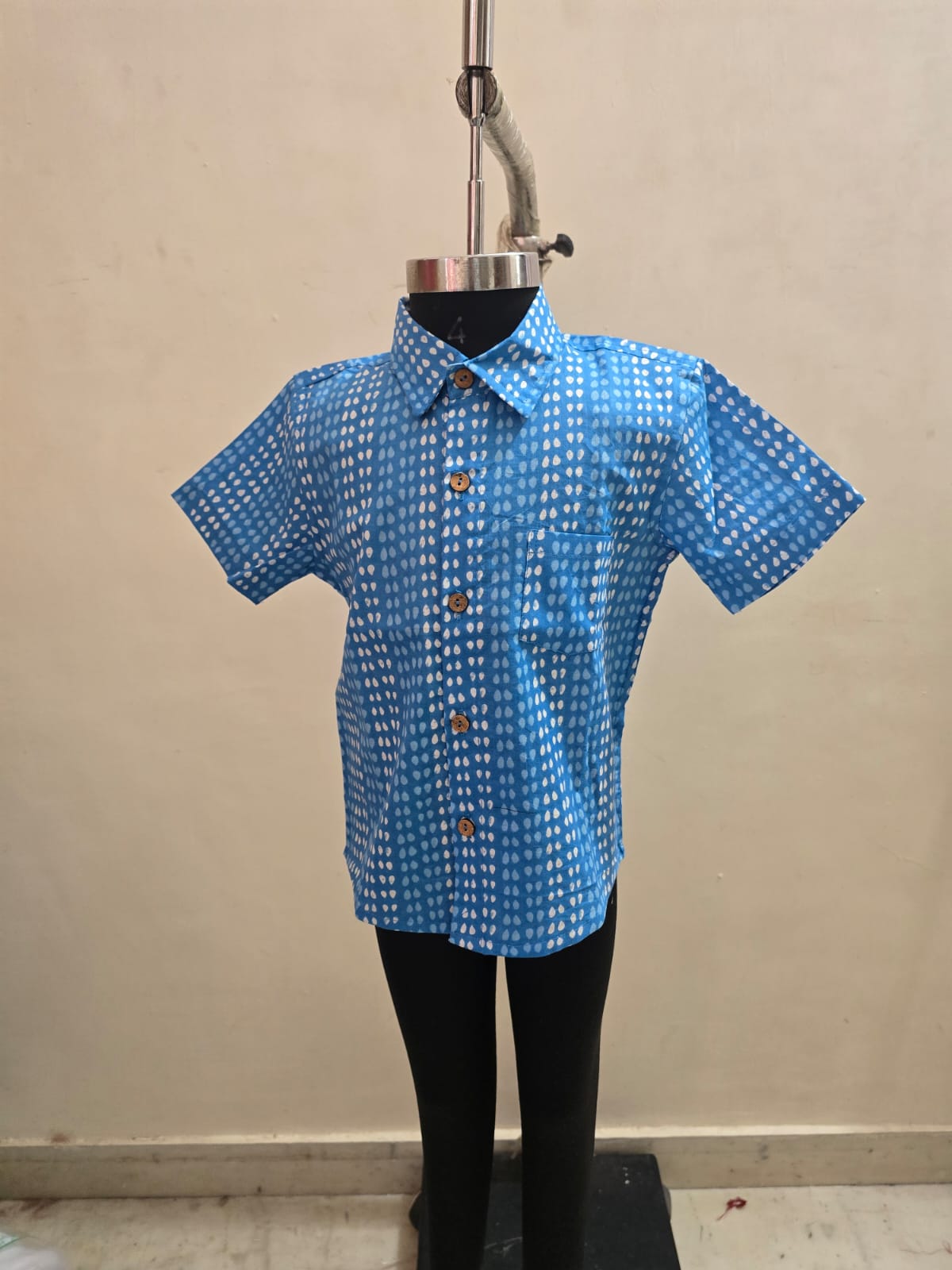 Blue Dotted Kids' Shirt
