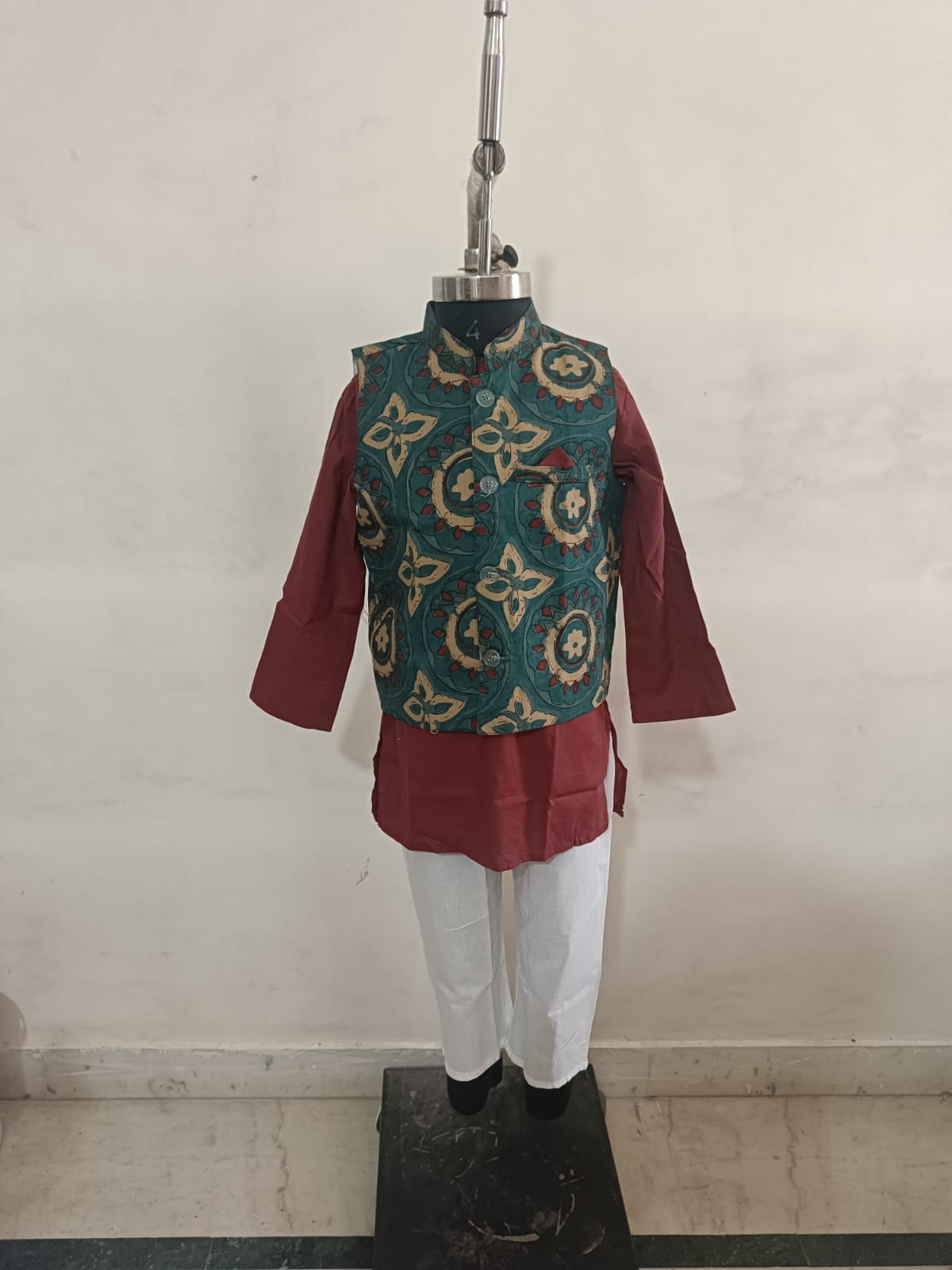 Bottle Green Geometric Jacket Set