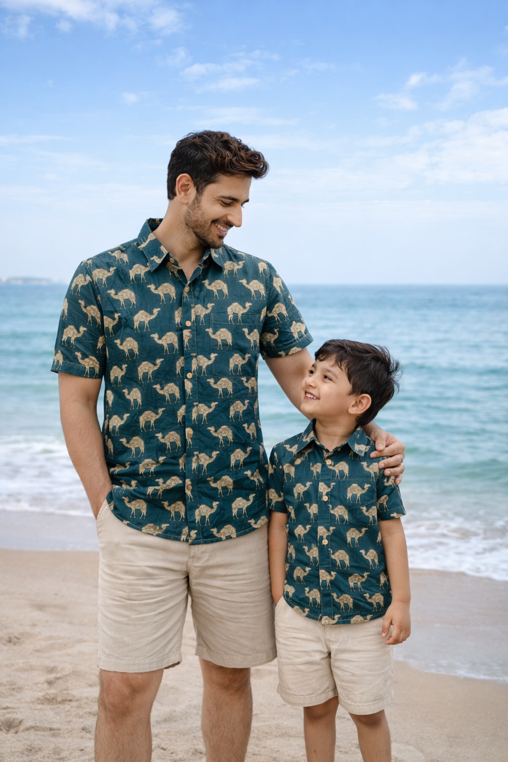 Teal Blue Camel Twinning Kids' Shirt