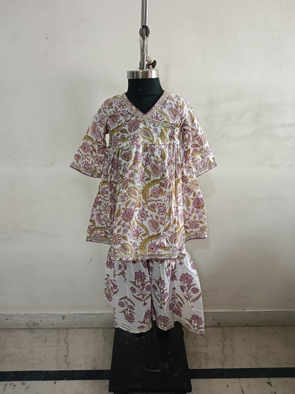 Purple Floral Angarkha Sharara