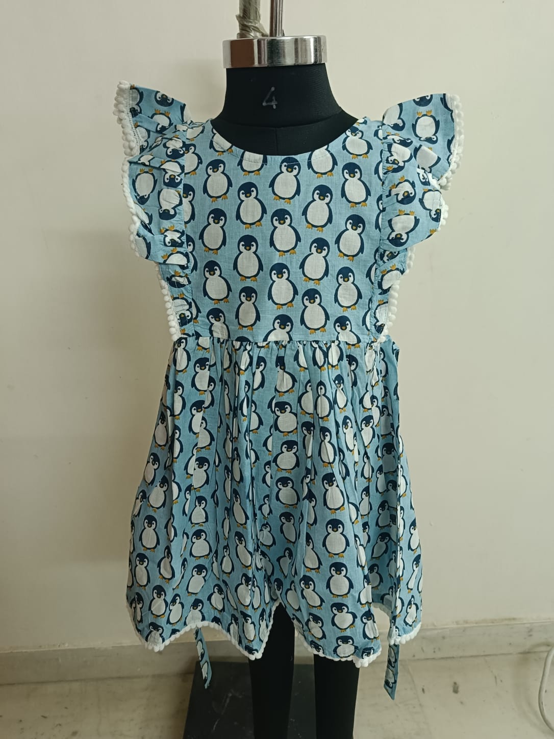Blue Penguin Pompom Lace Frock