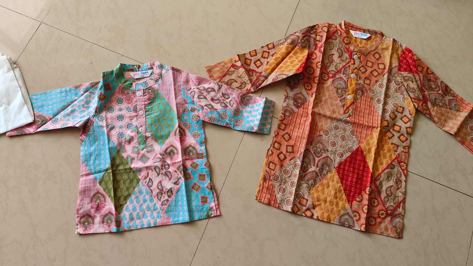 Pink Blue Patch Kurta Pyjama