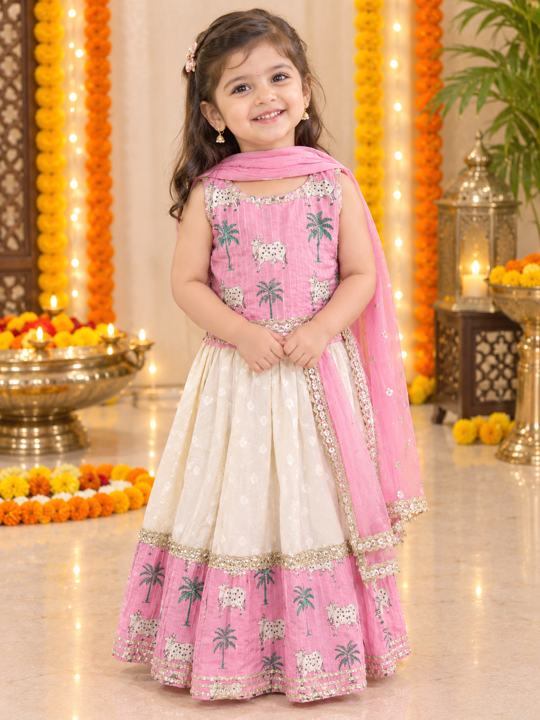 Pink Pichhwai Twinning Lehenga Set