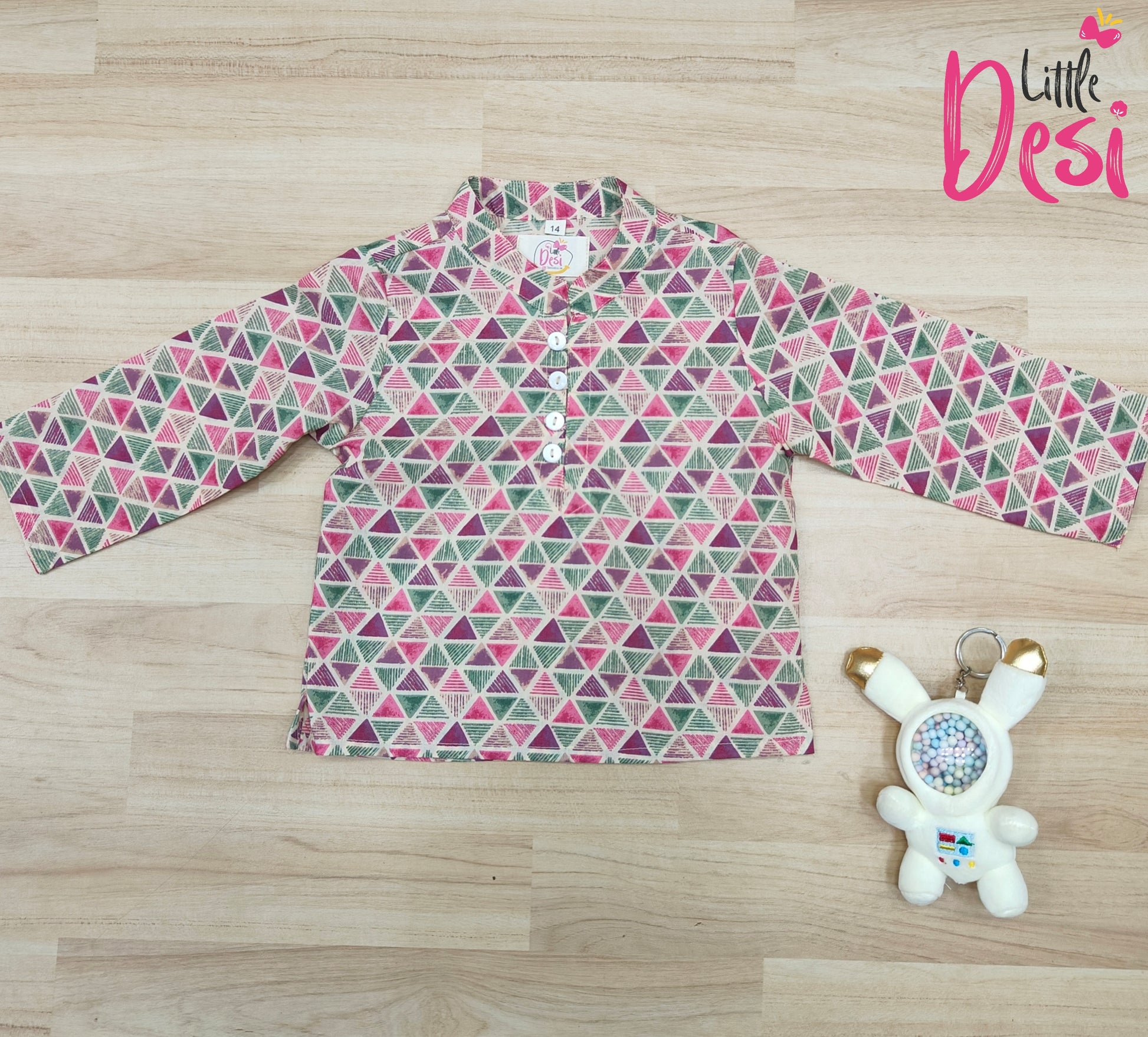 Pastel Pink Triangle Short Kurta Pyjama