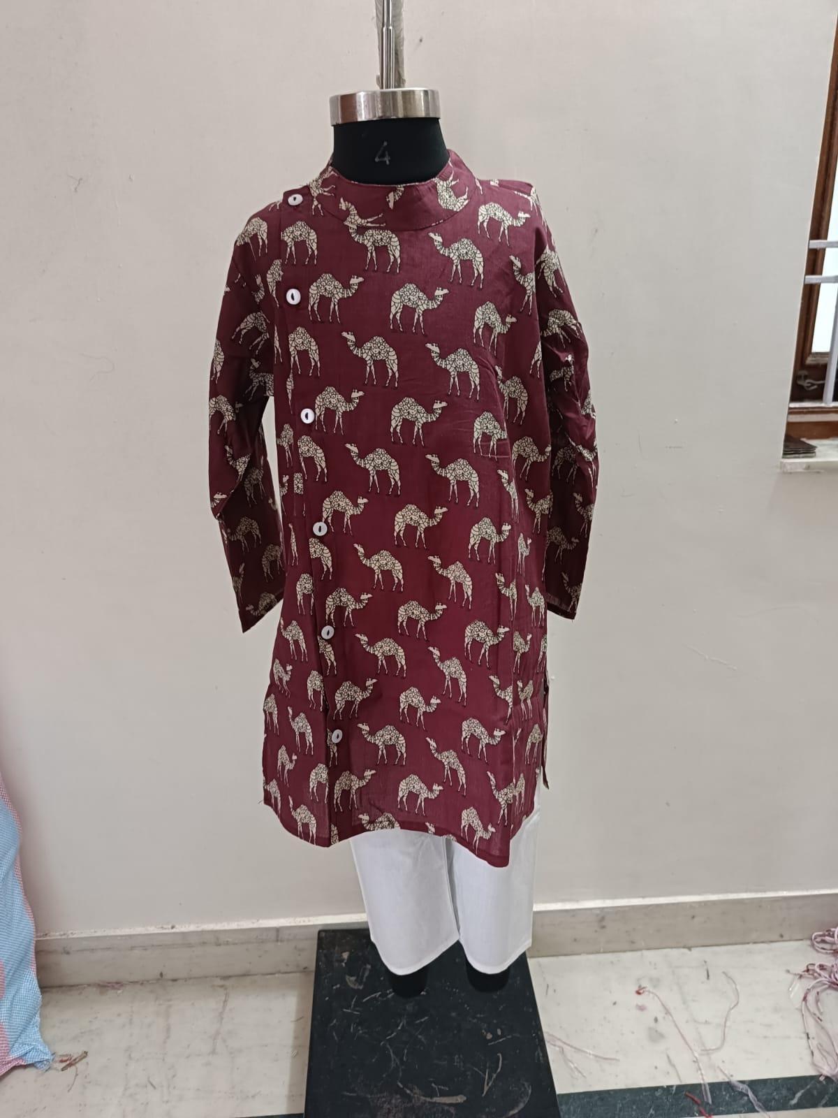 Maroon Camel Kurta Pyjama