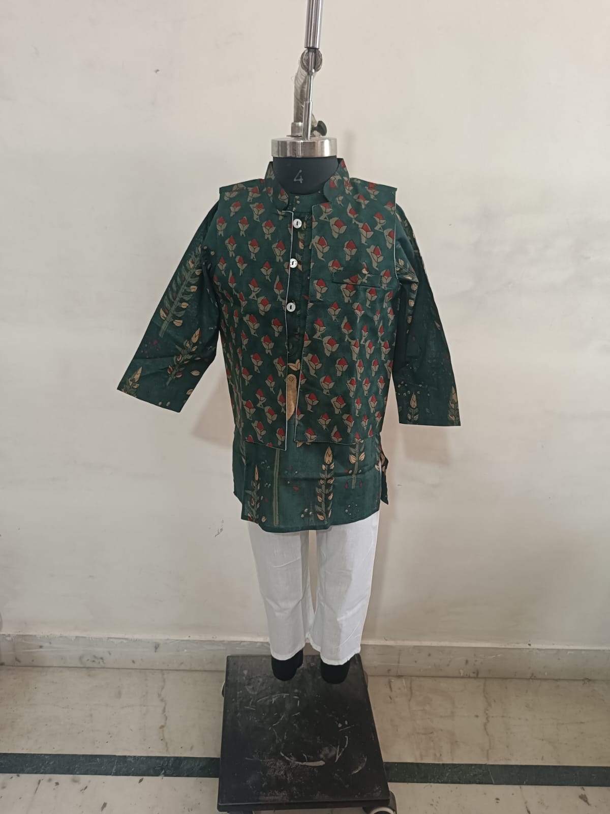 Bottle Green Bird Twinning Jacket Set