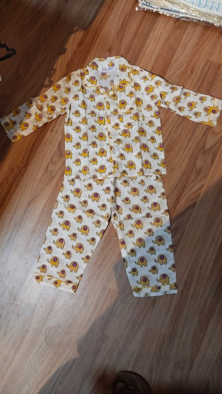Yellow Purple Elephant Night Dress