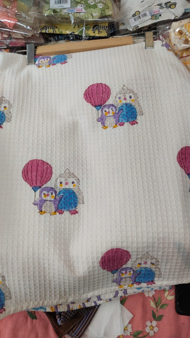 Penguin Family Bath Towel - Hand Block Printed