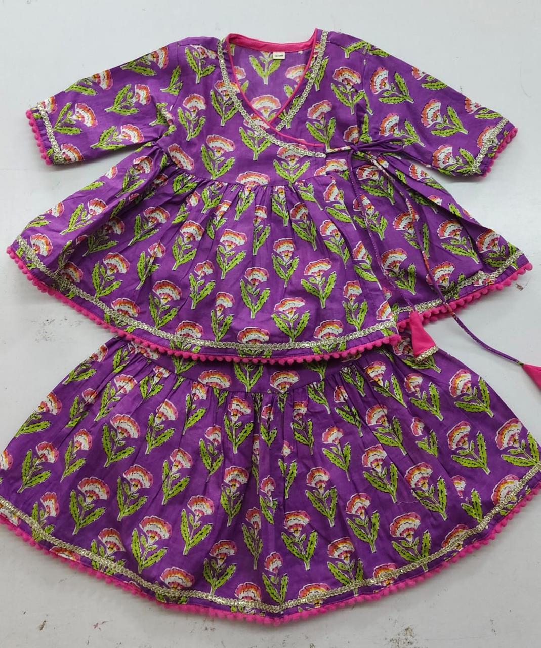 Purple Jhaal Infant Angrakha Lehenga Set