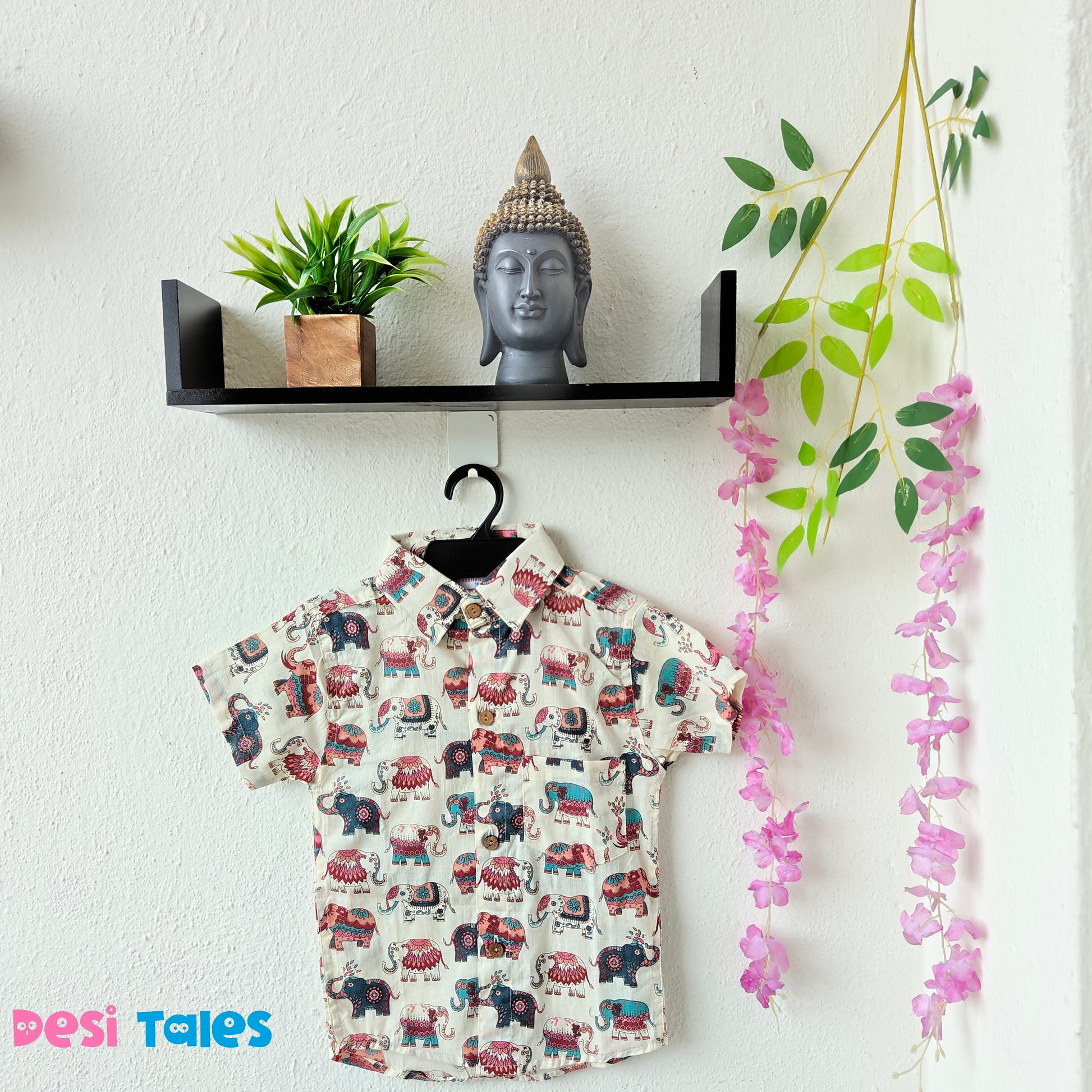 Coral Elephant Twinning Kids' Shirt