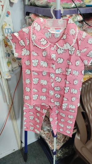 Pink Elephant Peter Pan Collar Night Dress