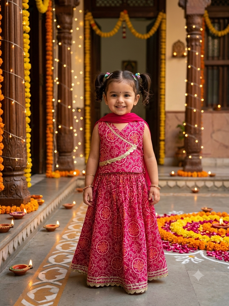 Rani Bandhej Flap Lehenga
