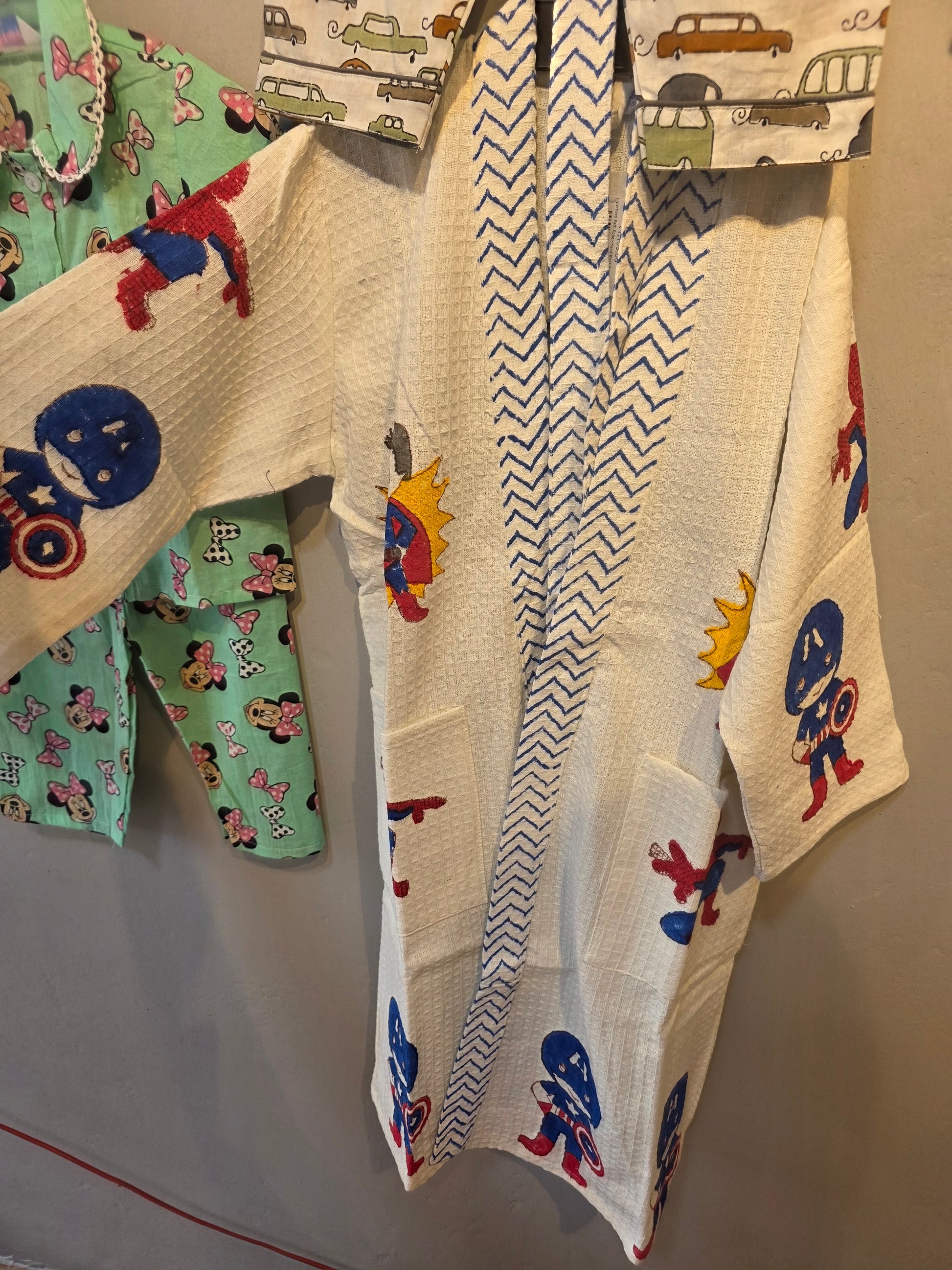 Superhero Bath Robe - Hand Block Printed