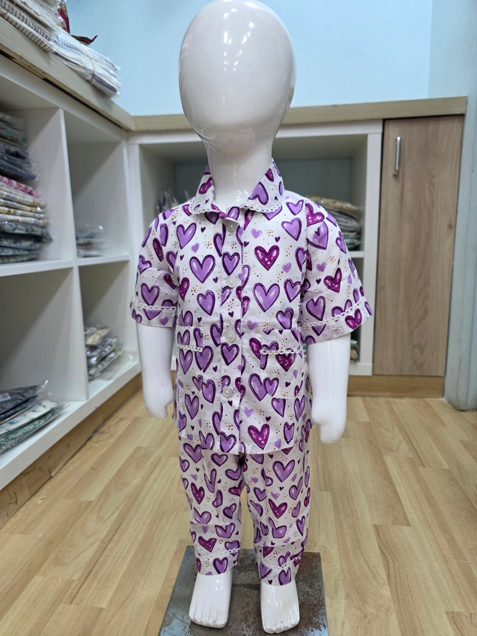 Purple Heart Peter Pan Collar Night Dress