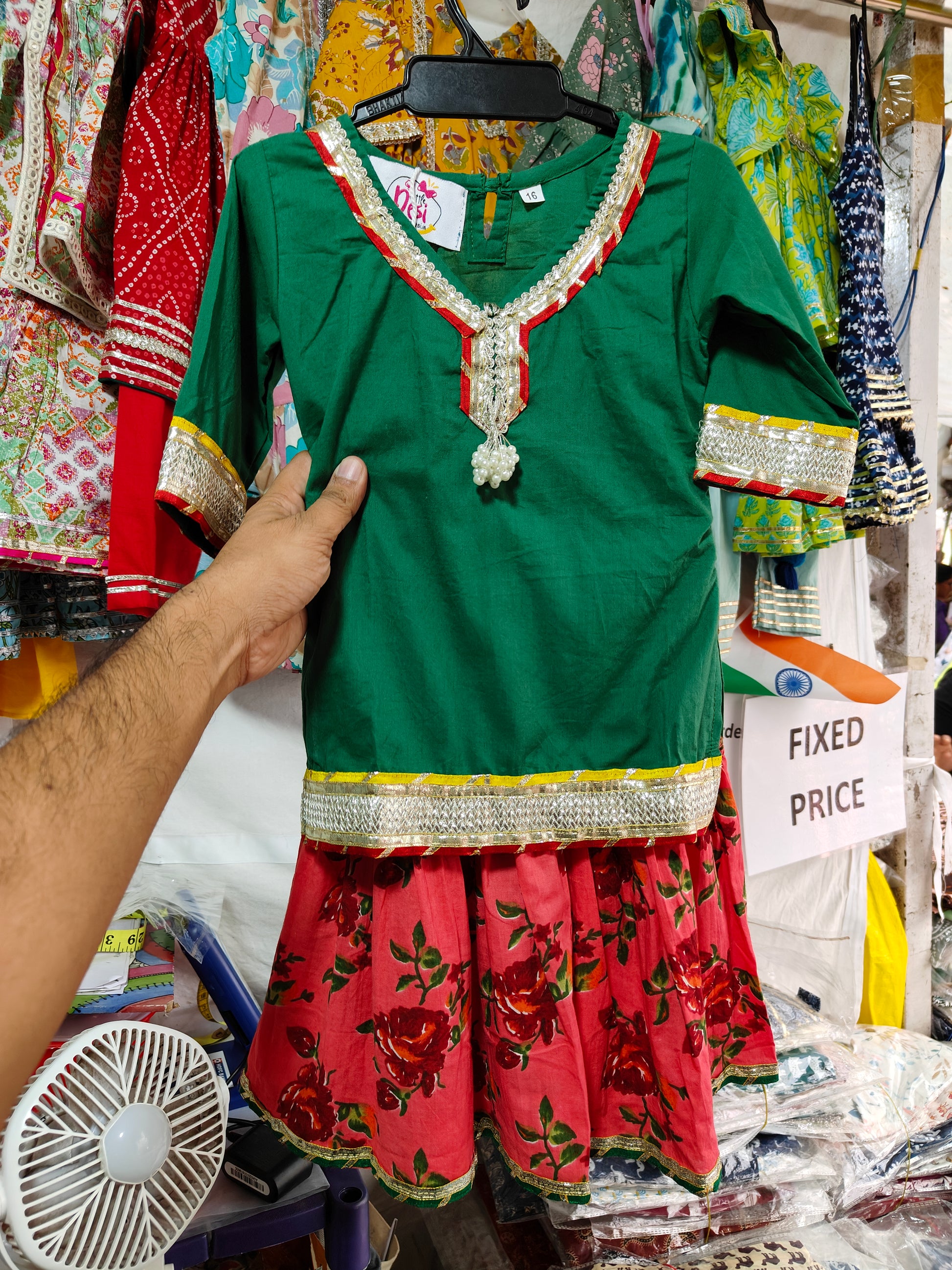 Green Moti Dangling Sharara