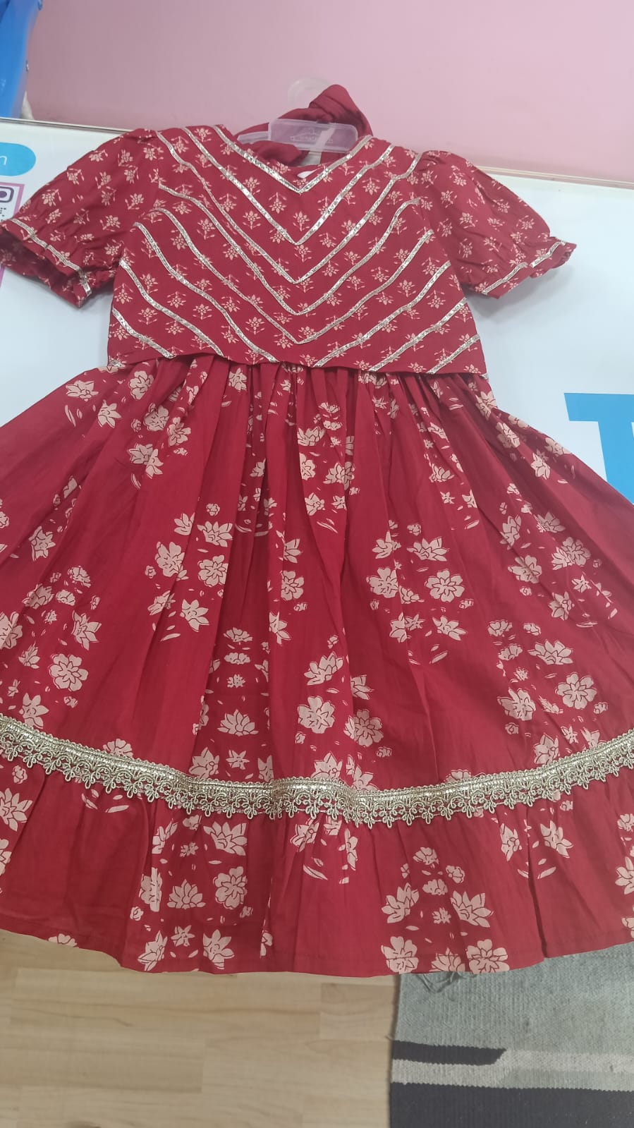 Maroon Floral Lehenga with Dupatta