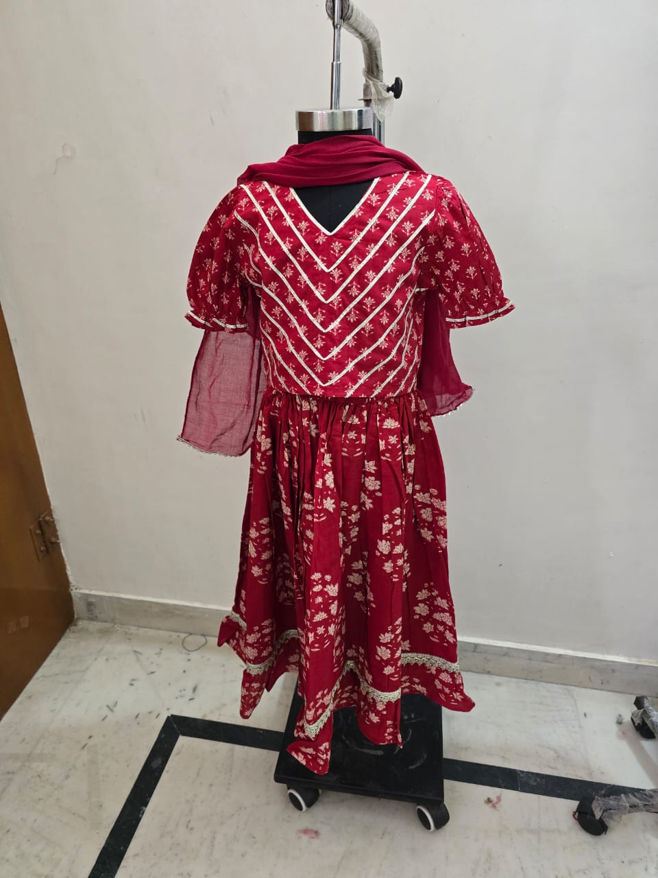 Maroon Floral Lehenga with Dupatta