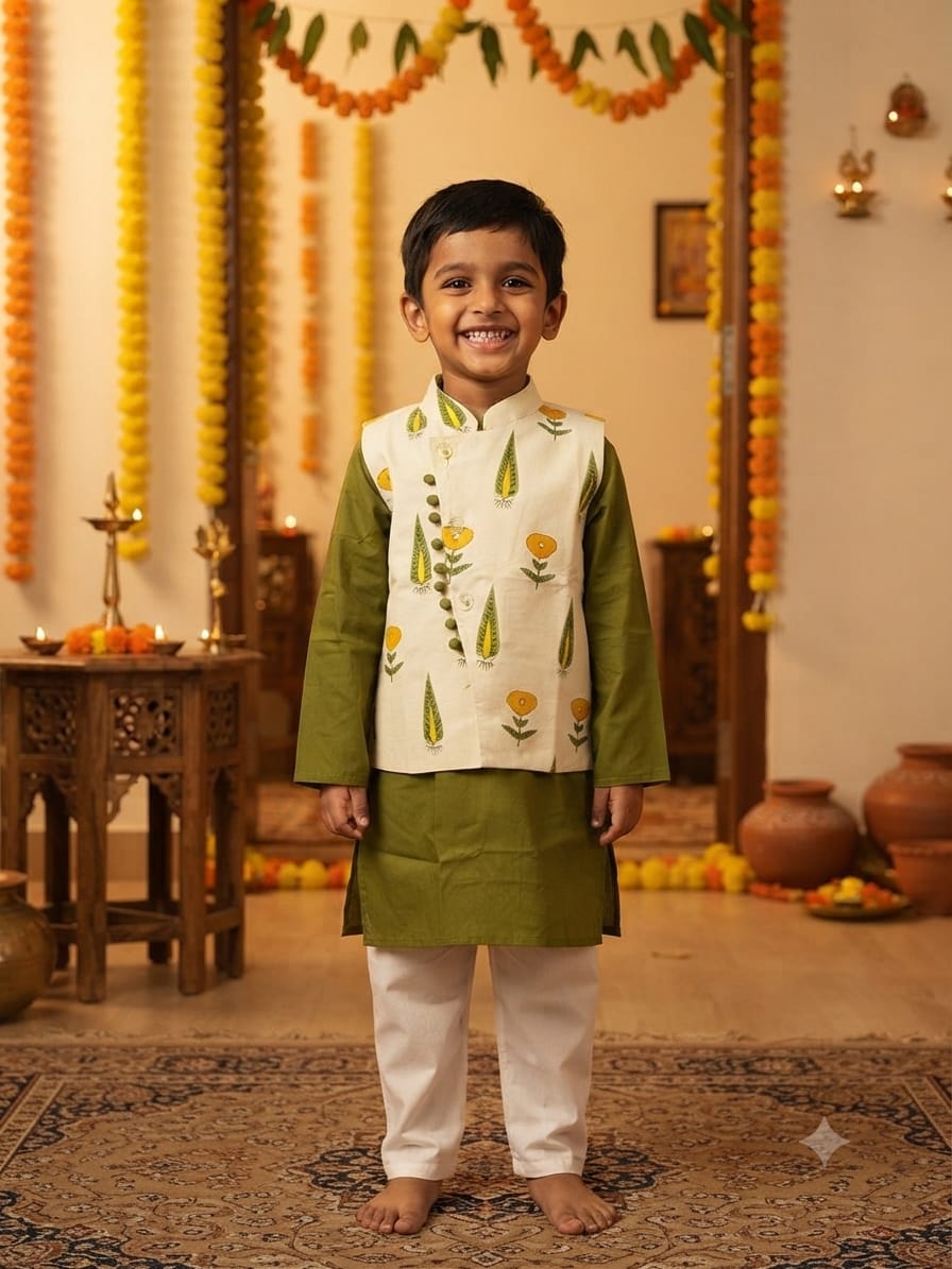 Mehendi Motif Jacket Set
