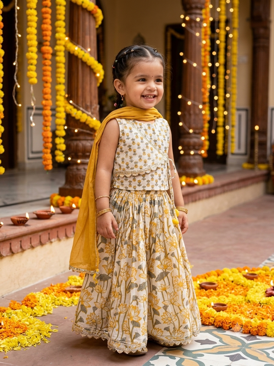 Yellow Lotus Flap Lehenga