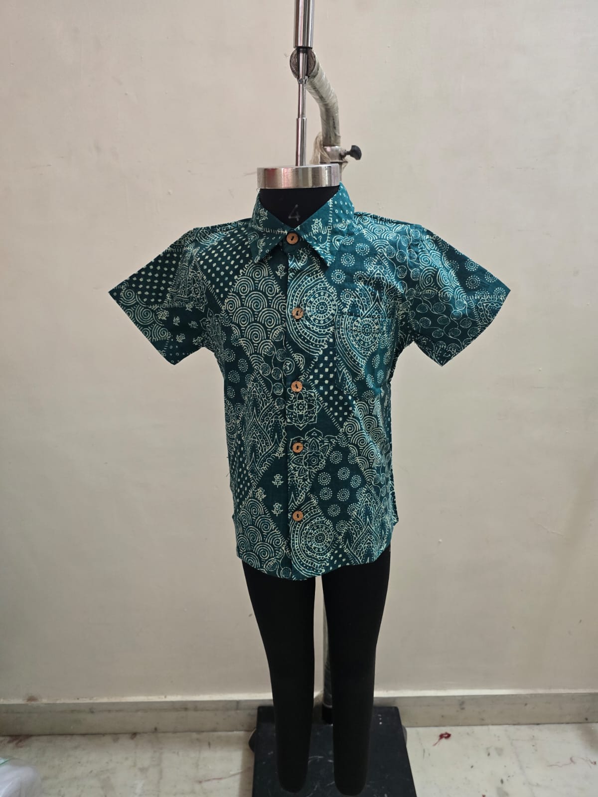 Bottle Green Abstract Kids' Shirt
