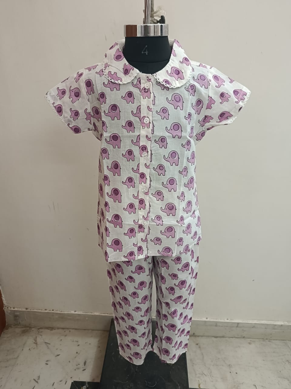Purple Elephant Peter Pan Collar Night Dress