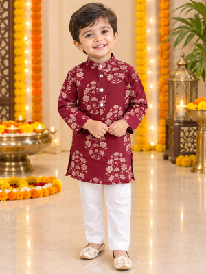 Maroon Jhaal Kurta Pyjama