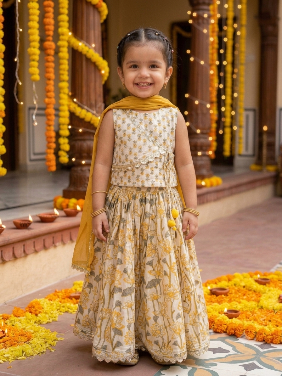Yellow Lotus Flap Lehenga