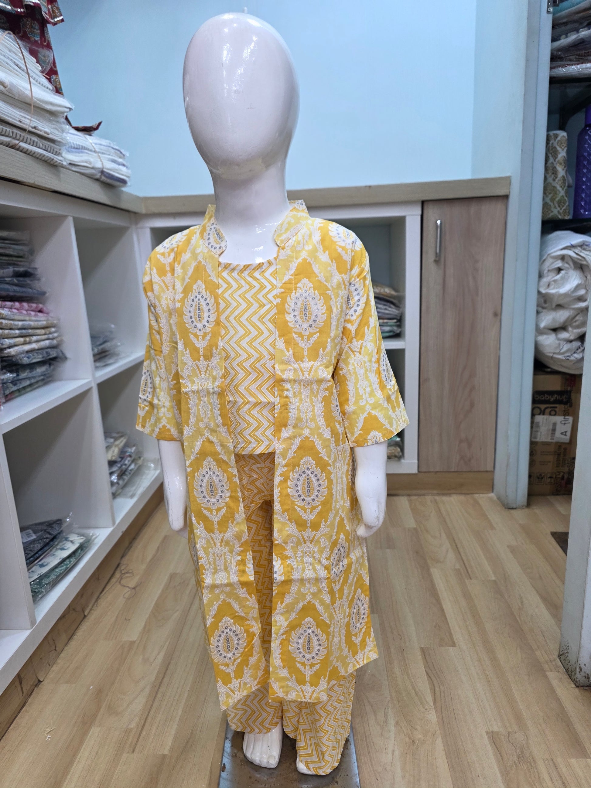 Yellow Foil Zigzag Shrug Coord Set