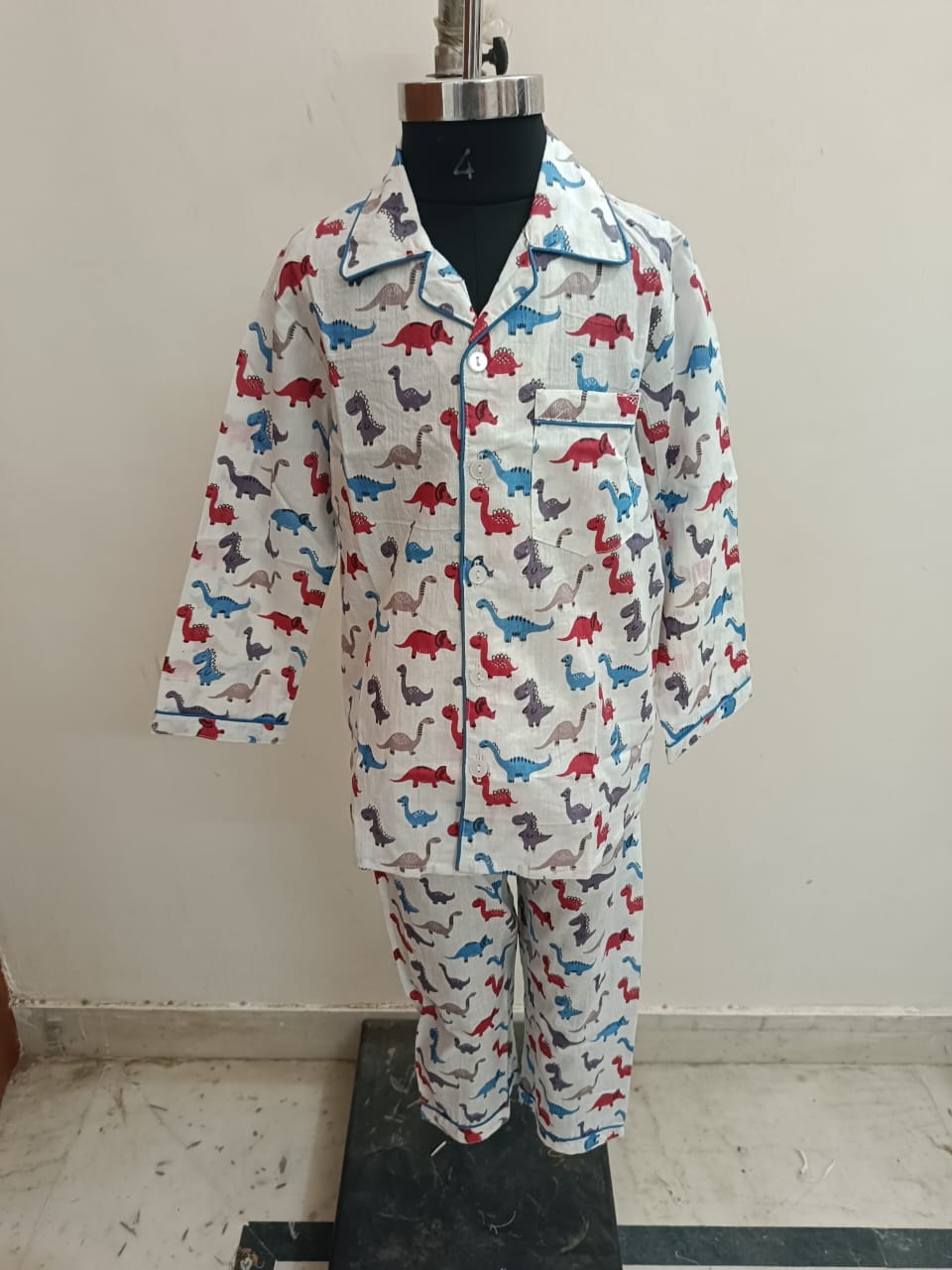 Blue Red Dino Night Dress