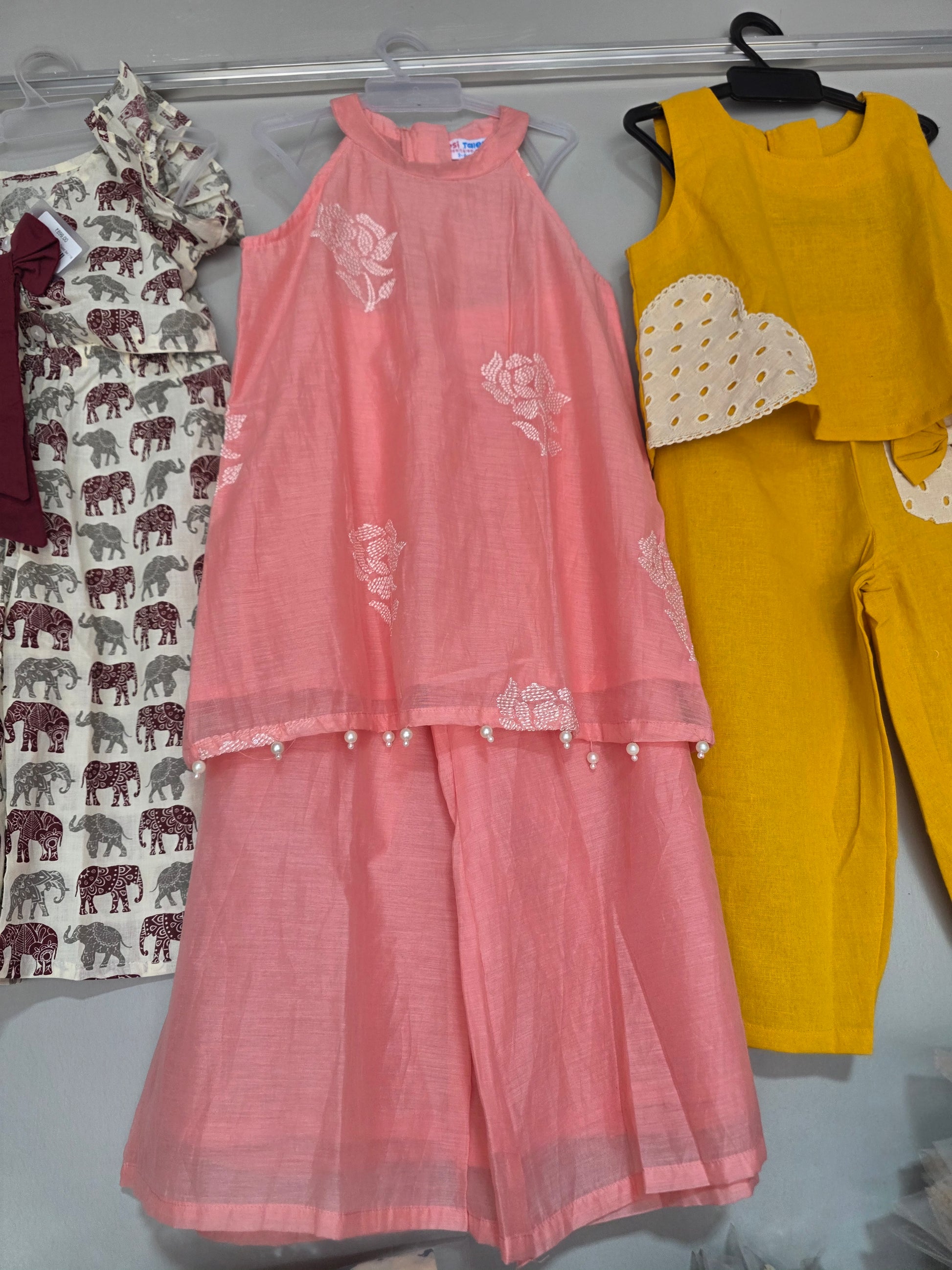 Peach Rose Mul Chanderi Halter Neck Palazzo Set
