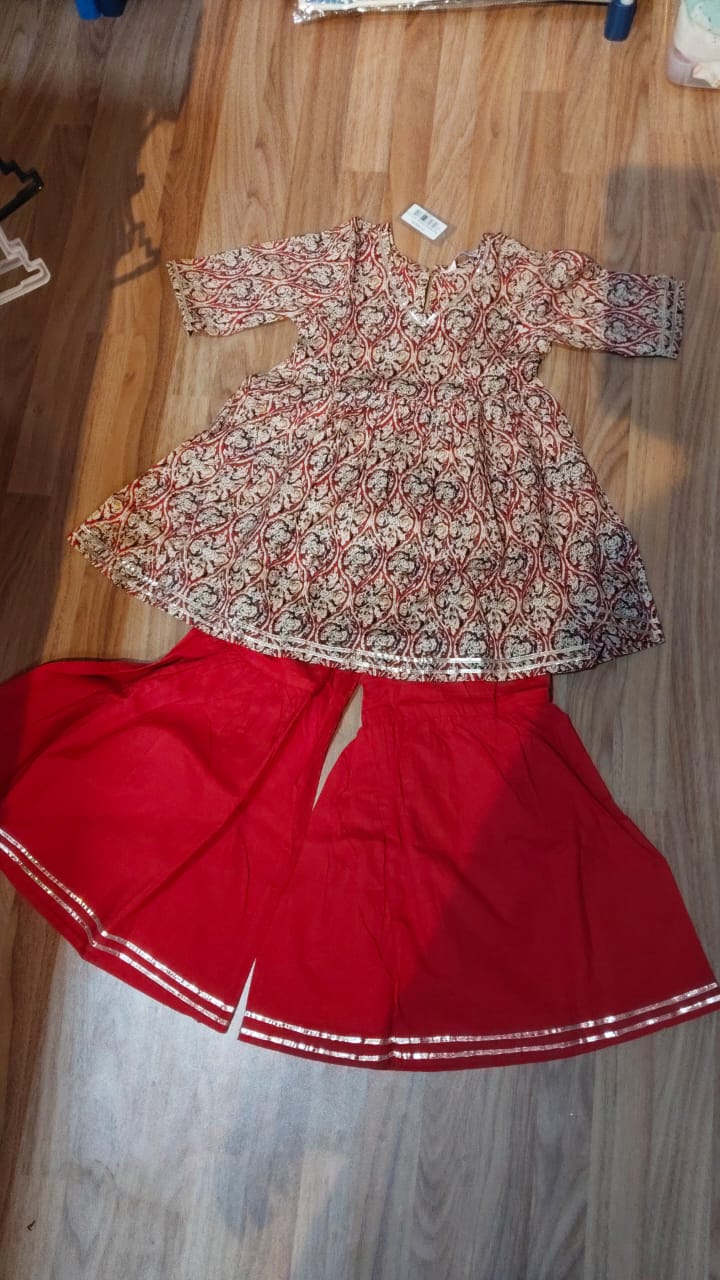 Red Kalamkari Sharara