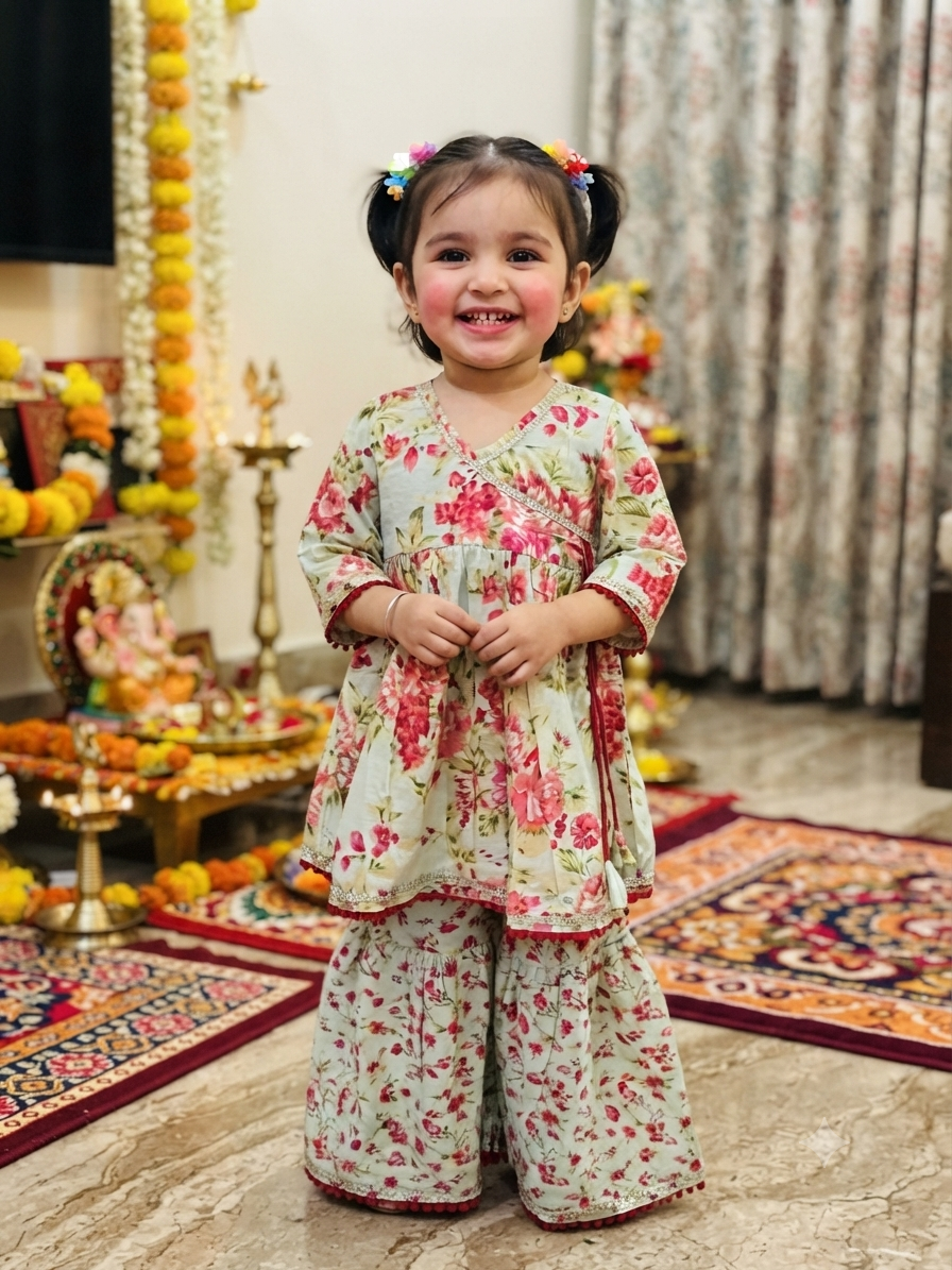 Pink Rani Floral Sharara