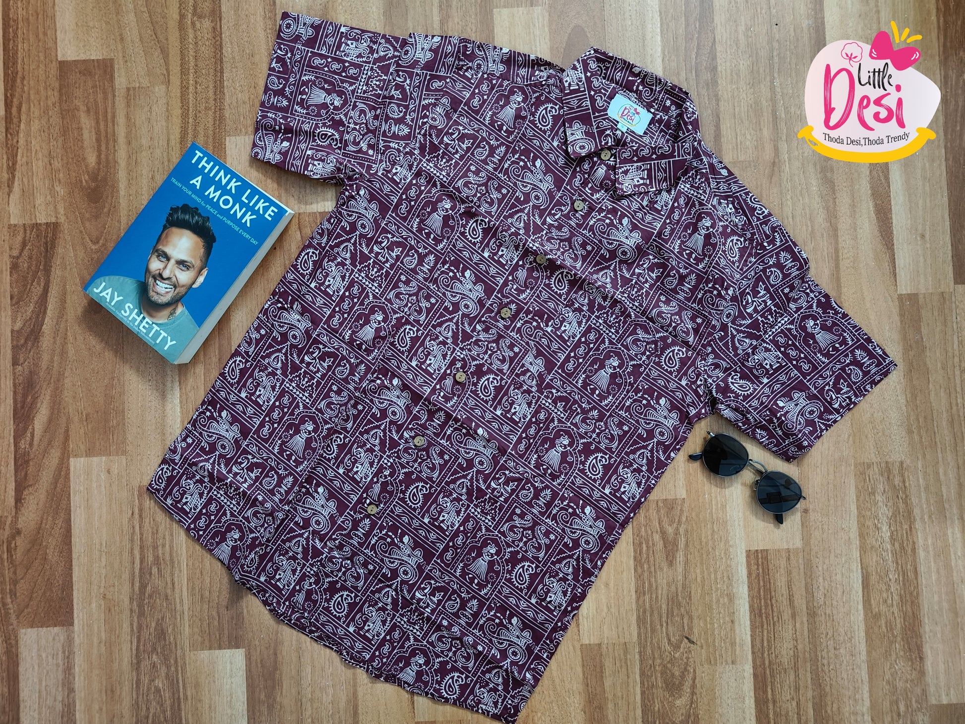 Maroon Rajasthani Men's Shirt
